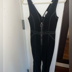 Tiger Mist Black Jean Jumpsuit with Zip